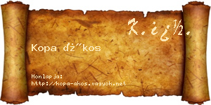 Kopa Ákos névjegykártya